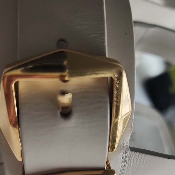 Jimmy Choo Cream and Gold Heels with Chunky Block Heel - Picture 8 of 12